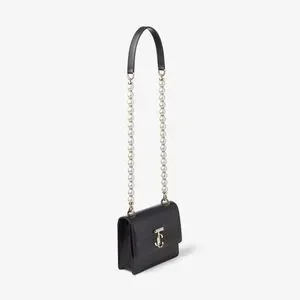 可愛い☆Jimmy Choo MARCHELIN レザーパールチェーンバッグBLACK Jimmy Choo Marcheline Pearl Small Bucket Crossbody Bag Black